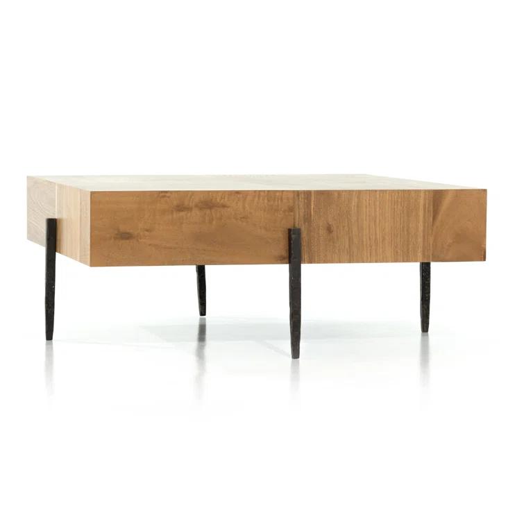 Contemporary Yukas Wood & Iron Square Coffee Table, 41"