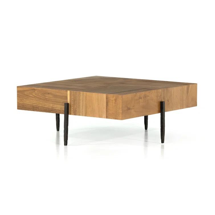 Contemporary Yukas Wood & Iron Square Coffee Table, 41"