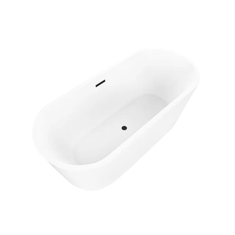Iris 59" x 30" Freestanding Soaking Acrylic Bathtub