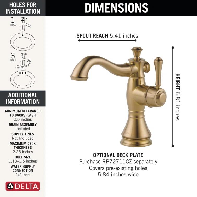 Cassidy™ Single Hole Bathroom Faucet with Drain Assembly