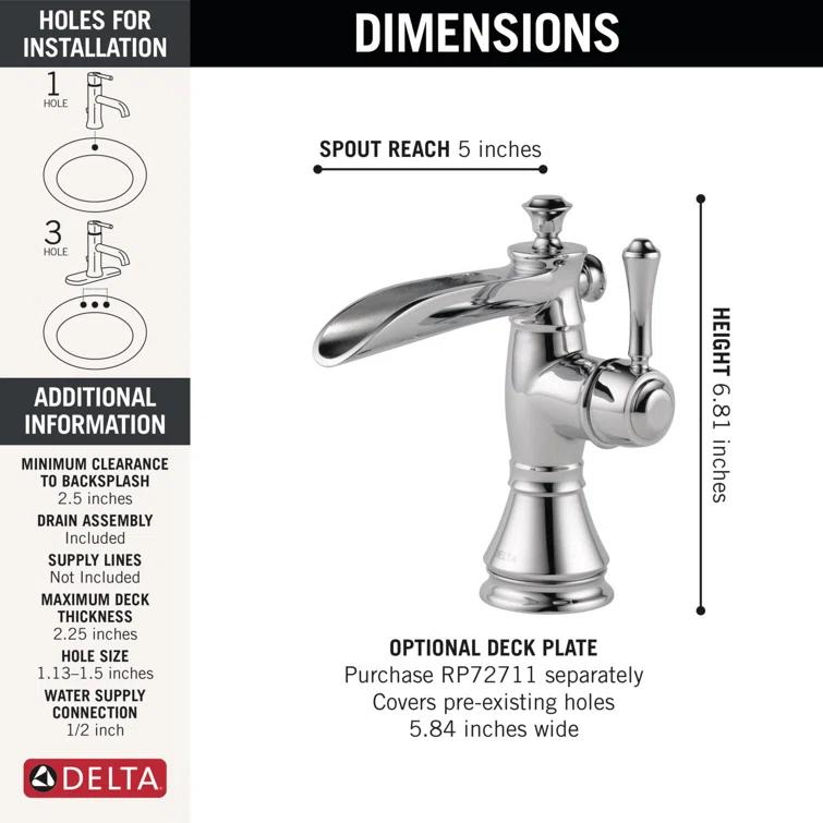 Cassidy™ Single Hole Bathroom Faucet with Drain Assembly