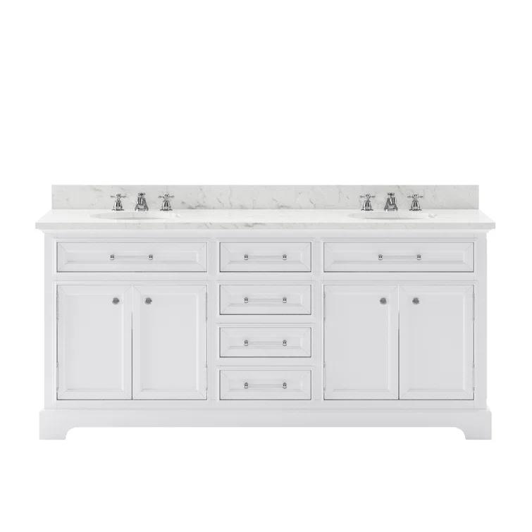 Water Creation Derby 60" Wood Double Bathroom Vanity in Pure White & Chrome
