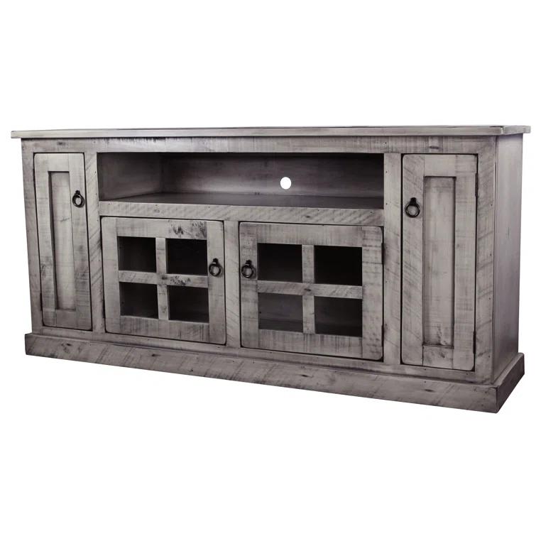 American Heartland 30866RBW 68 in. Rustic TV Stand with 2 Flat Panel Doors, Rustic Barnwood