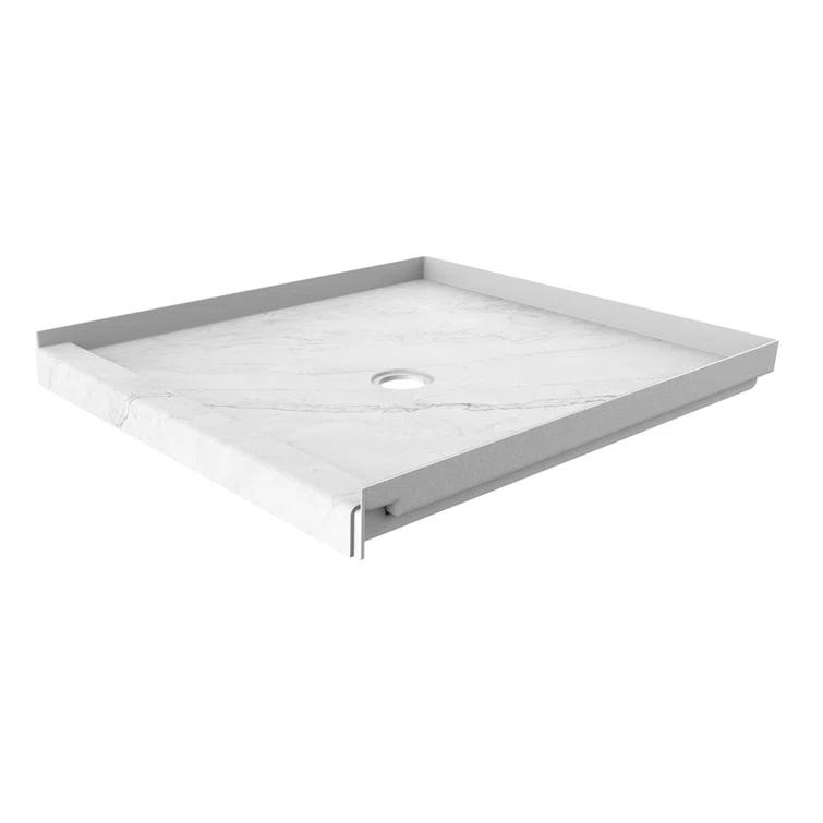 FlexStone 36"L x 36"W Single Threshold Alcove Shower Base with Center Drain