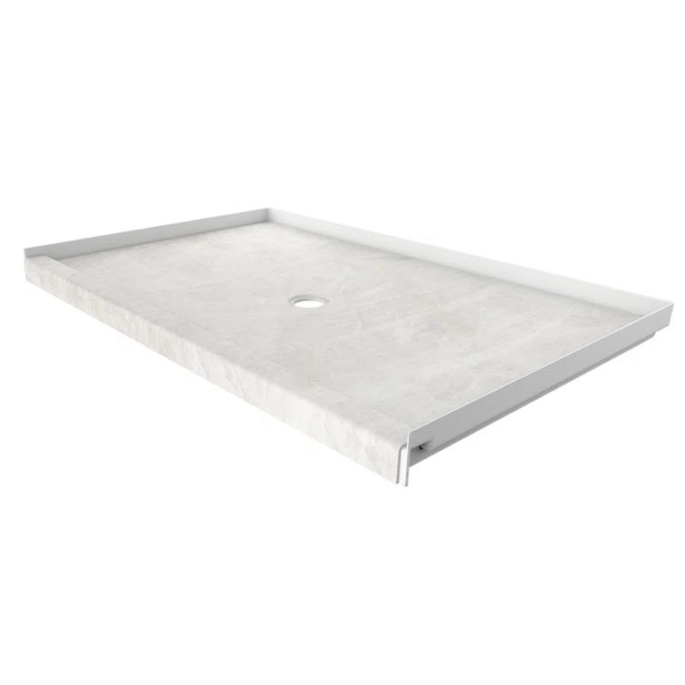 FlexStone 60"L x 36"W Single Threshold Alcove Shower Base with Center Drain