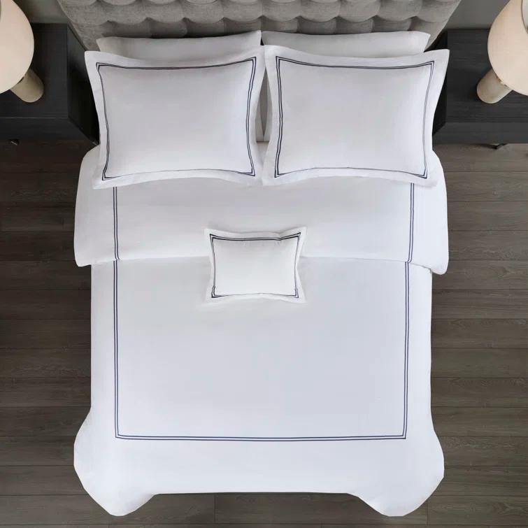 Madison Park Signature 500 Thread Count Luxury Collection 100% Cotton Sateen Embroidered Comforter Set