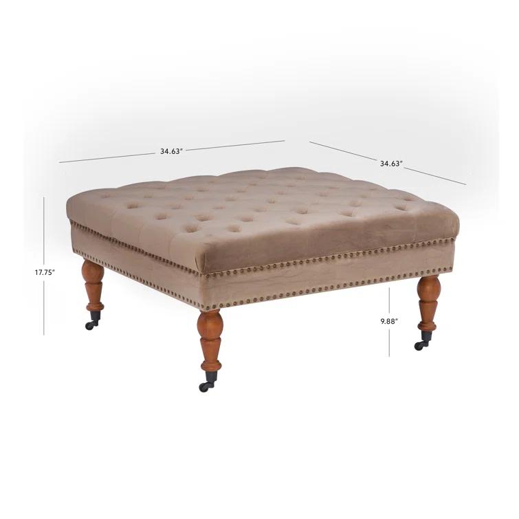 Kelly Clarkson Home Landis 35" Nailhead Trim Tufted Upholstered Ottoman