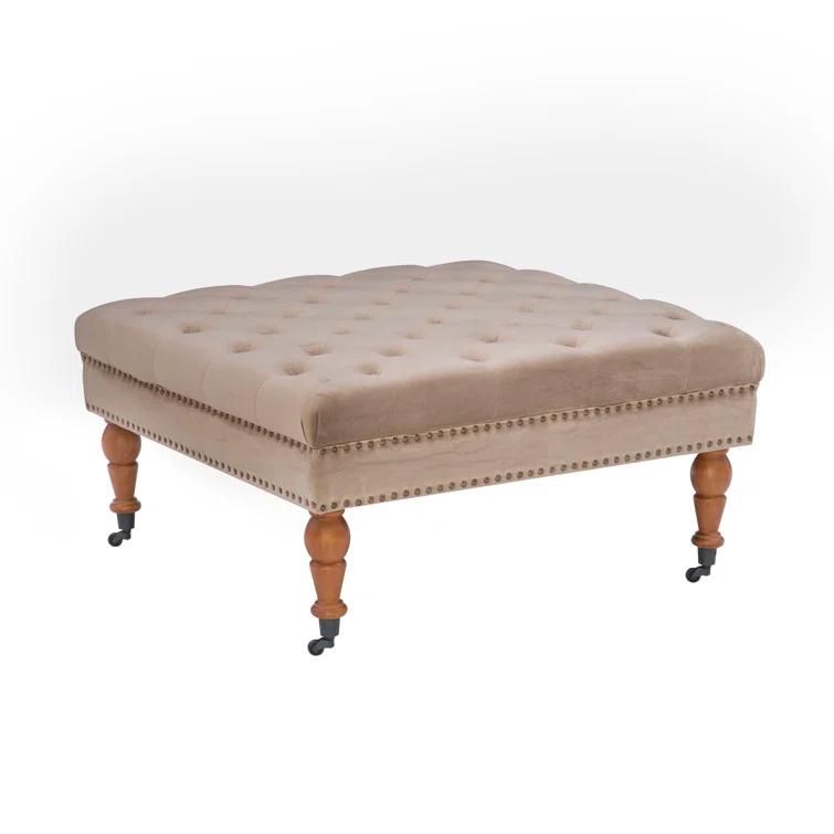 Kelly Clarkson Home Landis 35" Nailhead Trim Tufted Upholstered Ottoman