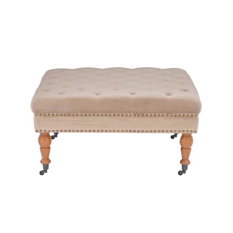 Kelly Clarkson Home Landis 35" Nailhead Trim Tufted Upholstered Ottoman