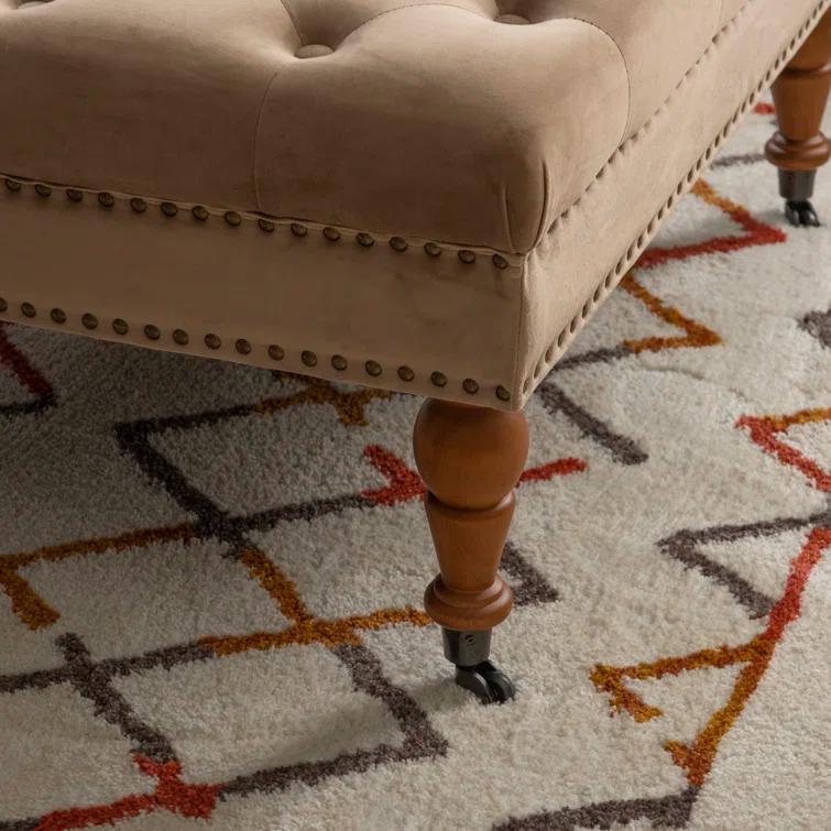 Kelly Clarkson Home Landis 35" Nailhead Trim Tufted Upholstered Ottoman