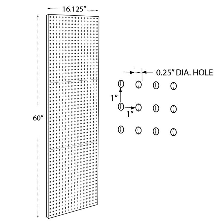 Azar Displays 771660-WHT-2PK Pegboard Wall Panel Storage Solution, Size: 60"x 16.125", 2-Pack (Set of 2)