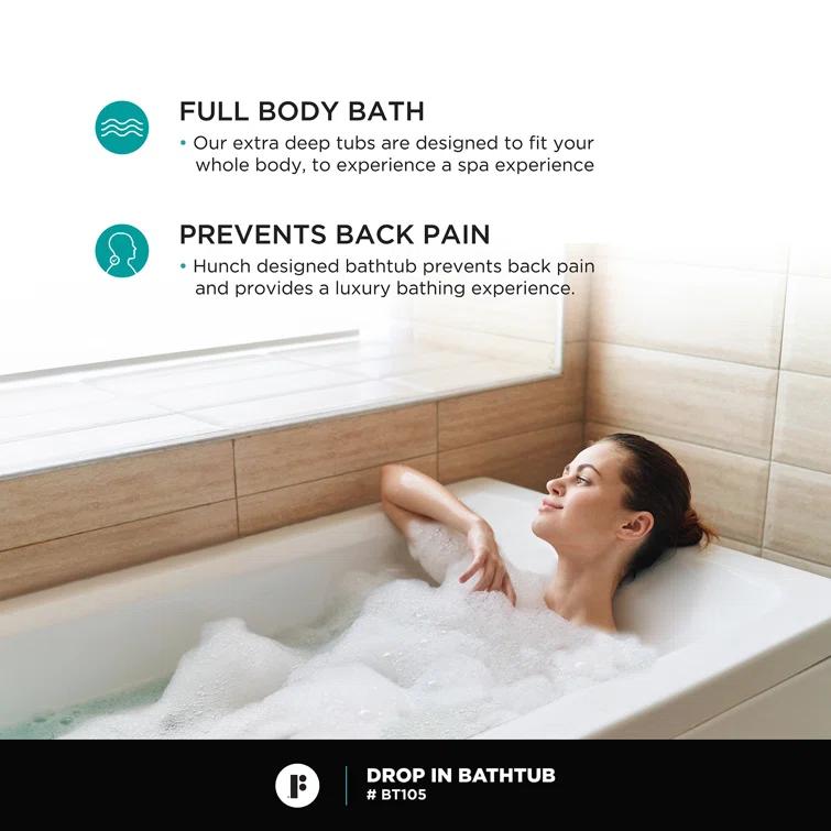 72" x 36" Drop In Soaking Bathtub
