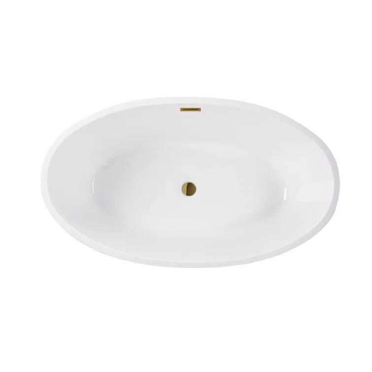 Vanity Art 59" X 32" White Acrylic Freestanding Bathtub