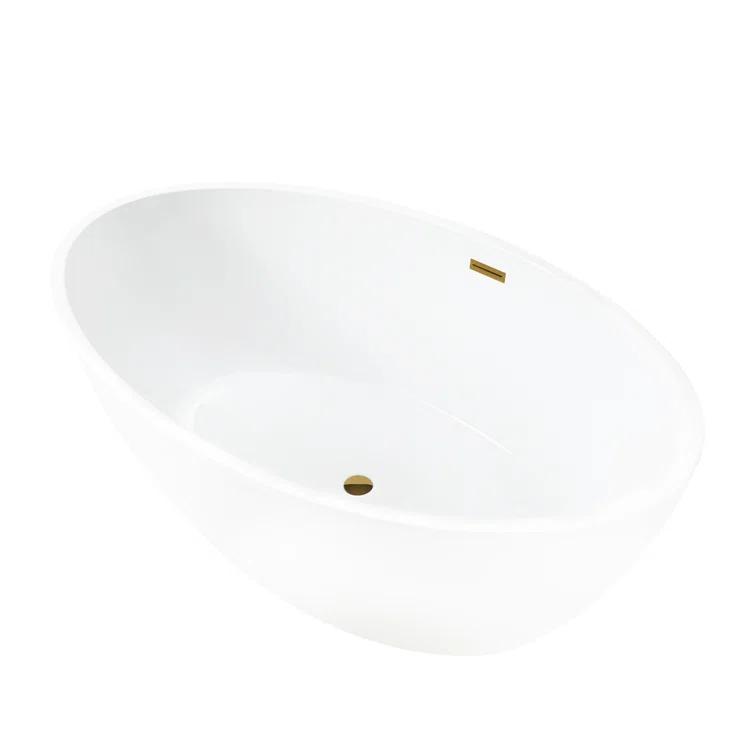 Vanity Art 59" X 32" White Acrylic Freestanding Bathtub