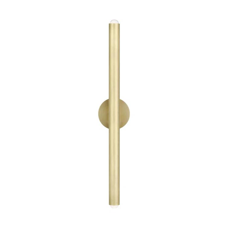 Natural Brass Dimmable LED Wall Sconce with Crystal Shade
