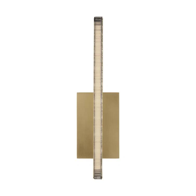 Natural Brass LED Sconce with Jagged Edge Crystal Shade