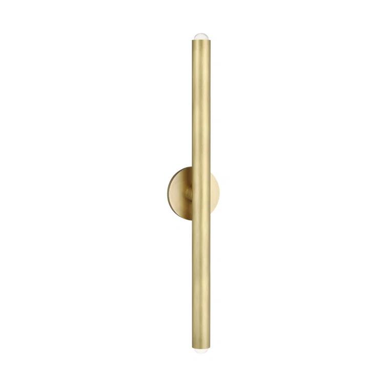 Natural Brass Dimmable LED Wall Sconce with Crystal Shade
