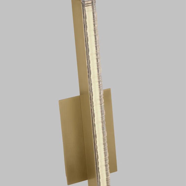 Natural Brass LED Sconce with Jagged Edge Crystal Shade