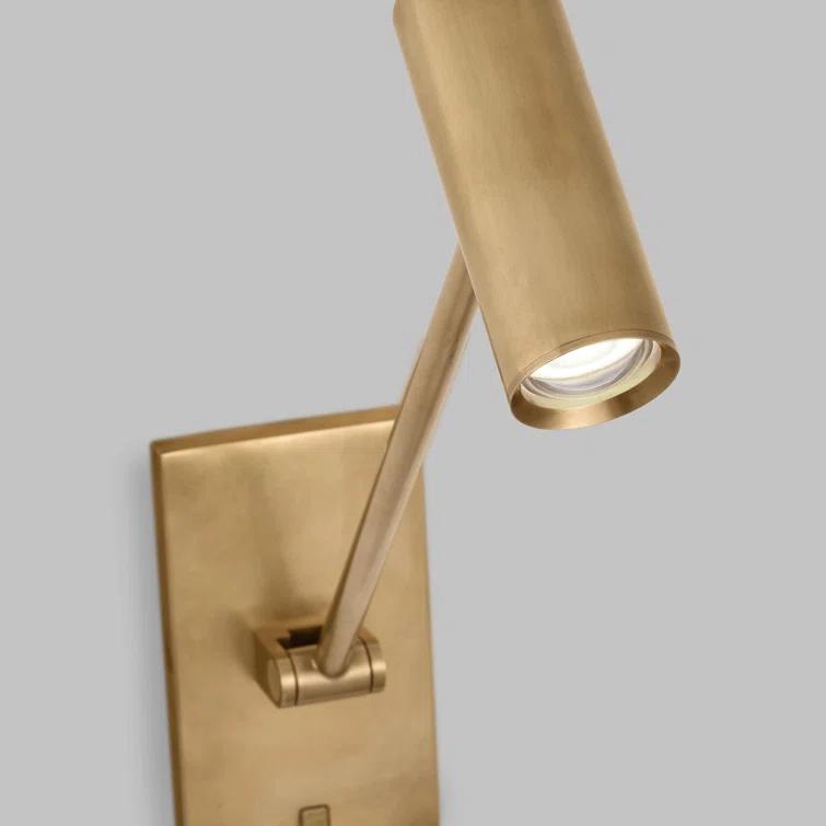 Natural Brass Dimmable LED Swing Arm Sconce