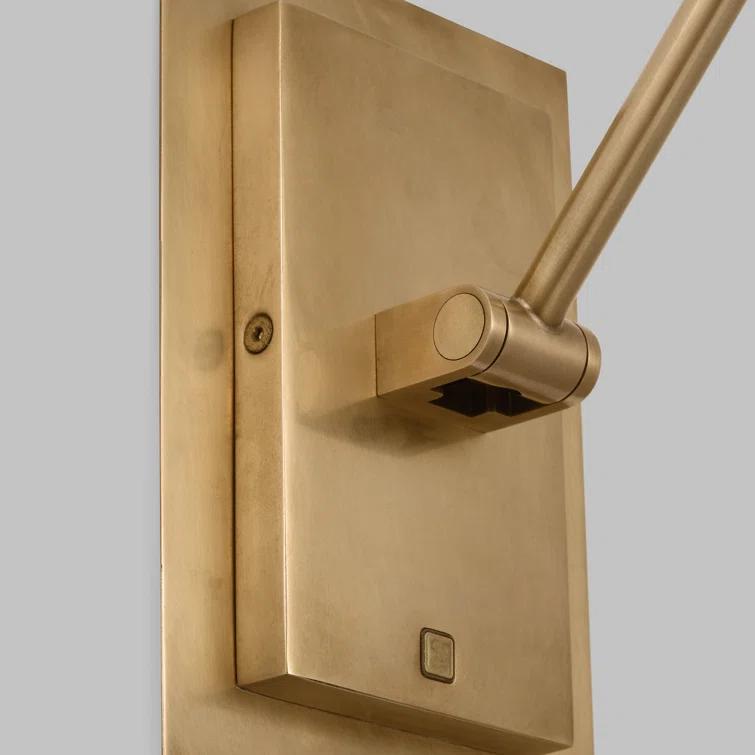 Natural Brass Dimmable LED Swing Arm Sconce