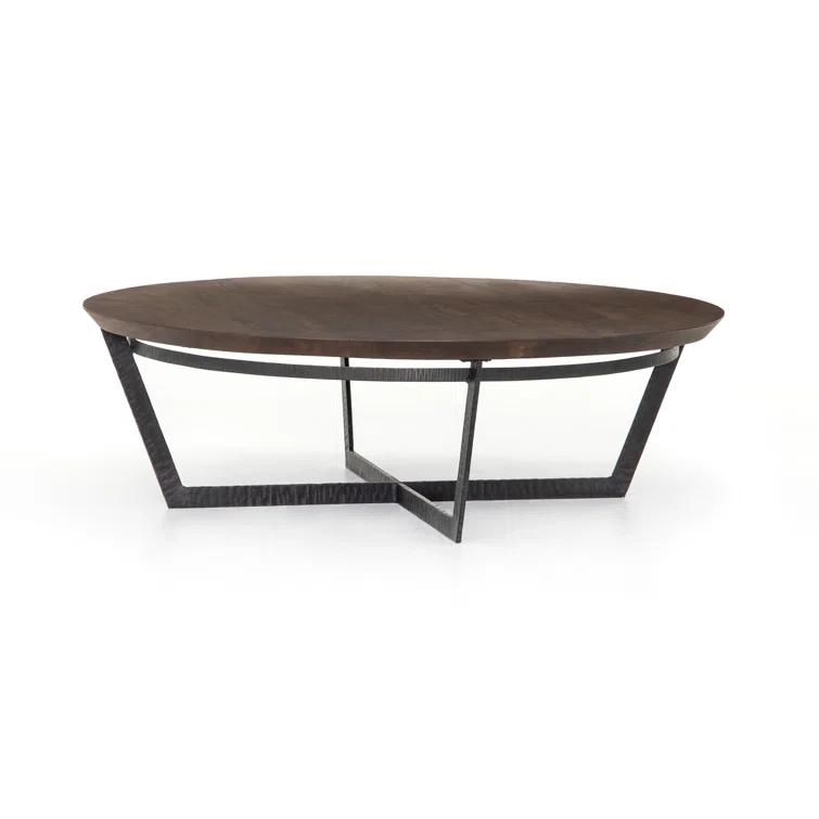 Felix Round Black and Brown Metal Coffee Table with Storage