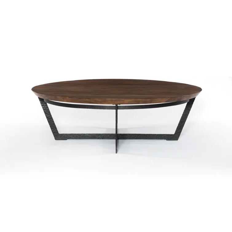 Felix Round Black and Brown Metal Coffee Table with Storage