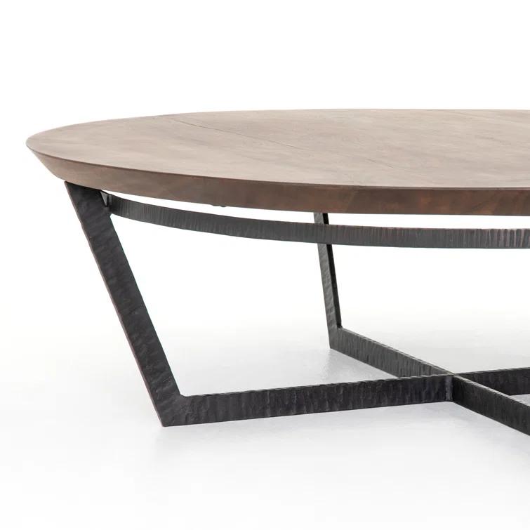 Felix Round Black and Brown Metal Coffee Table with Storage