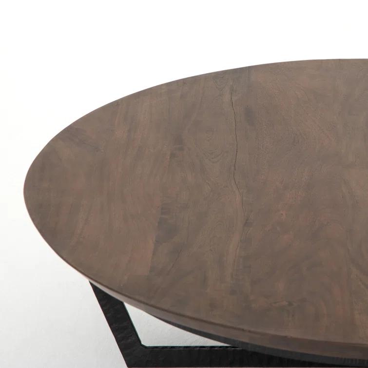 Felix Round Black and Brown Metal Coffee Table with Storage