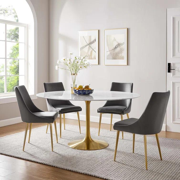 Modway Lippa Oval Artificial Marble Dining Table & Reviews | Wayfair