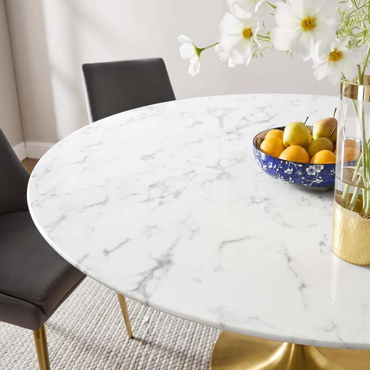 Modway Lippa Oval Artificial Marble Dining Table & Reviews | Wayfair