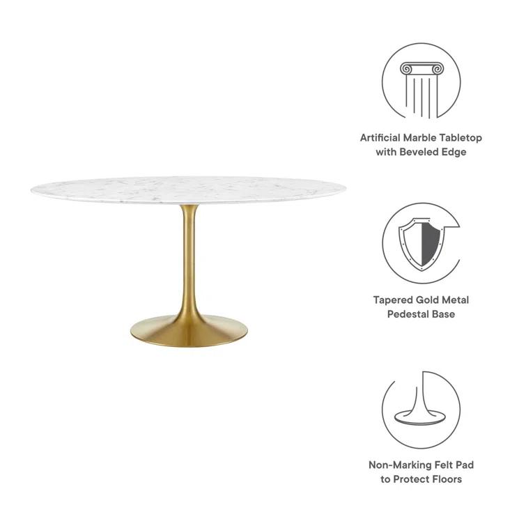Modway Lippa Oval Artificial Marble Dining Table & Reviews | Wayfair