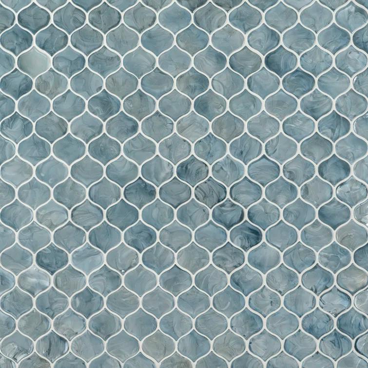 MSI Blue Shimmer Arabesque 10 in. x 10.2 in. Glass Mesh-Mounted Mosaic Wall Tile