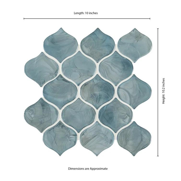 MSI Blue Shimmer Arabesque 10 in. x 10.2 in. Glass Mesh-Mounted Mosaic Wall Tile