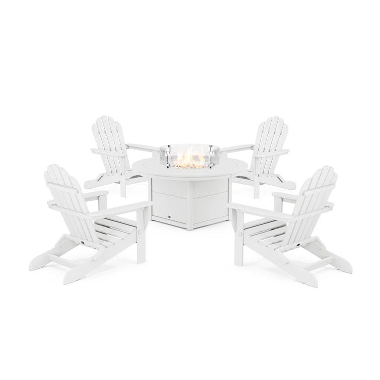 5-Piece Monterey Bay Folding Adirondack Conversation Set with Fire Pit Table