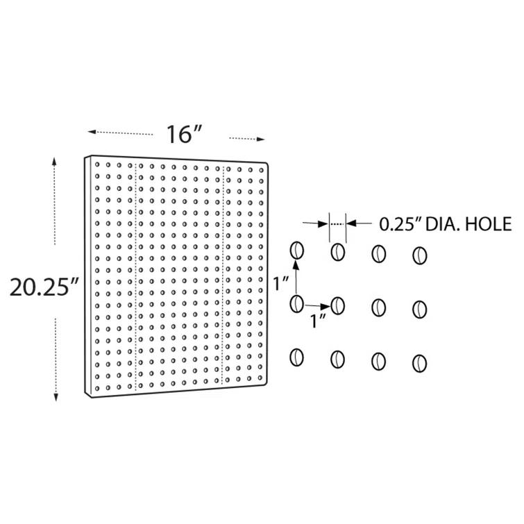 Pegboard Wall Panel Storage Solution, Size: 16"x 20", 2-Pack