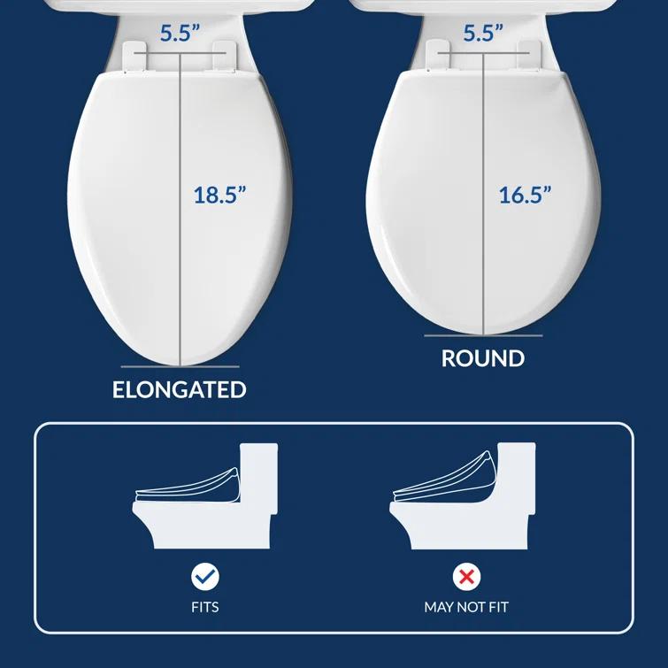 Bio Bidet by BEMIS Slim Zero Round Bidet Toilet Seat, Non-Electric, Dual Nozzles, Slow Close Lid and Night Light SLIMZEROR 000