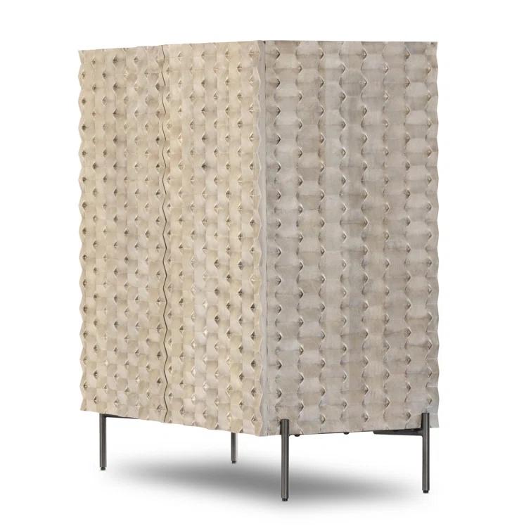 Raffael 39" Grey Wash Wood Bar Cabinet with Storage