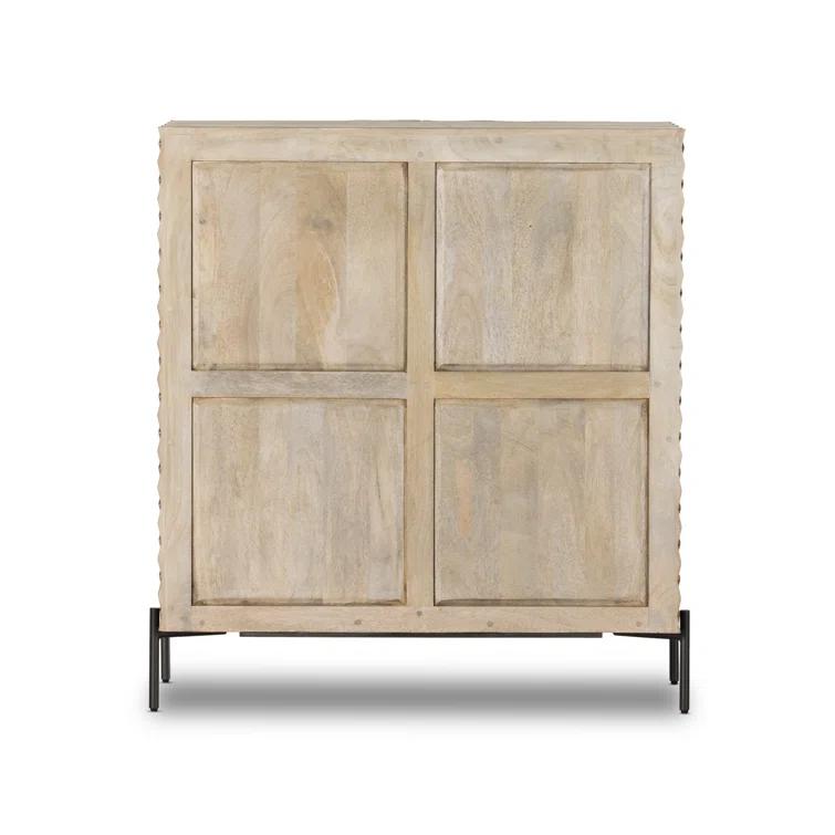 Raffael 39" Grey Wash Wood Bar Cabinet with Storage