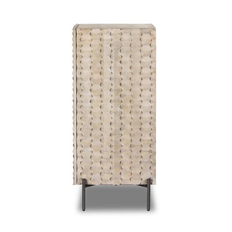 Raffael 39" Grey Wash Wood Bar Cabinet with Storage