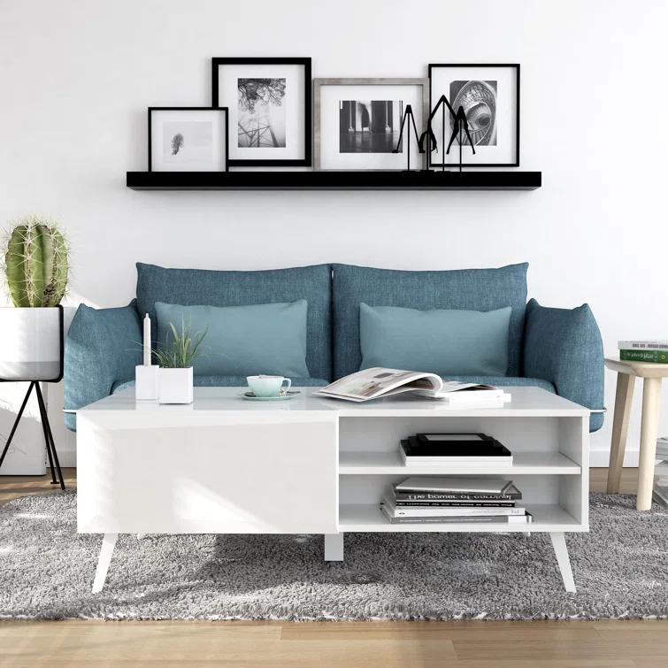 Home Living Room Modern Contemporary Altus 43" Coffee Table Gloss White