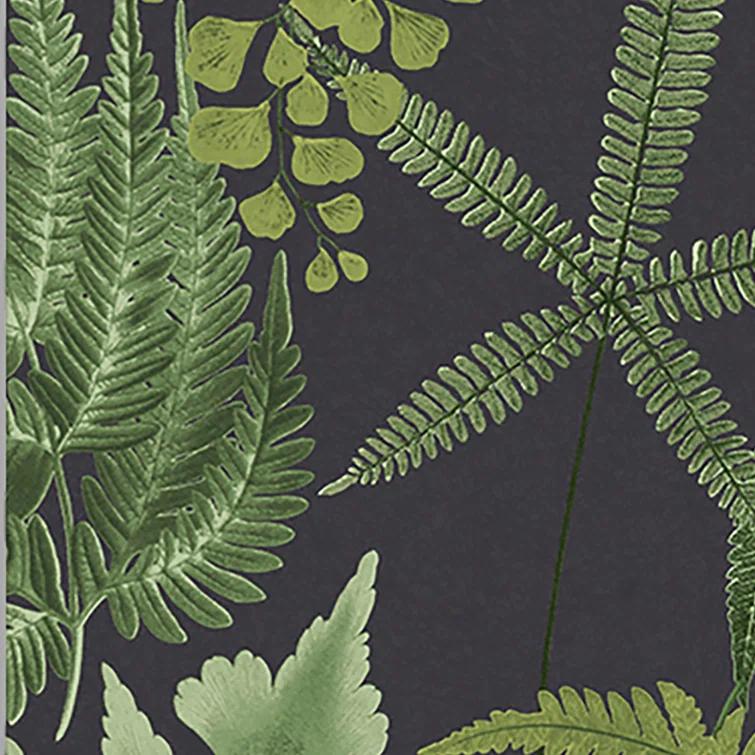 Midsummer Fern Black and Green Tropical Leaves Paste the Wall Wallpaper