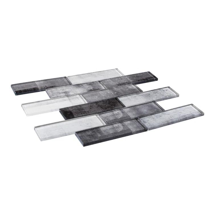 Andova Migdal 2'' x 6'' Glass Brick Joint Mosaic Kitchen Backsplash, Bathroom, Shower, Wall and Floor Tile