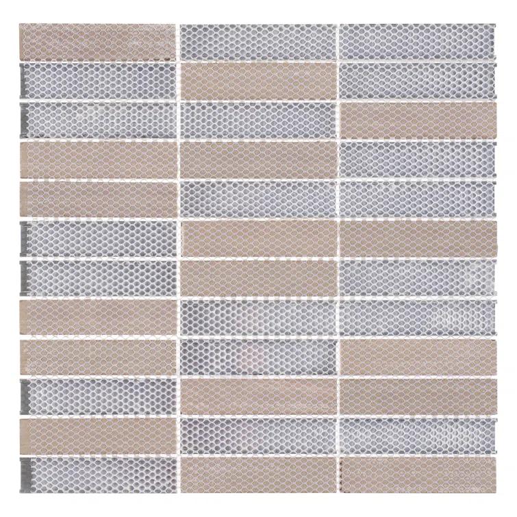 Chocolat-Stacked 1" x 4" Porcelain/Metal Grid Mosaic Kitchen Backsplash, Bathroom, Shower, Wall and Floor Tile