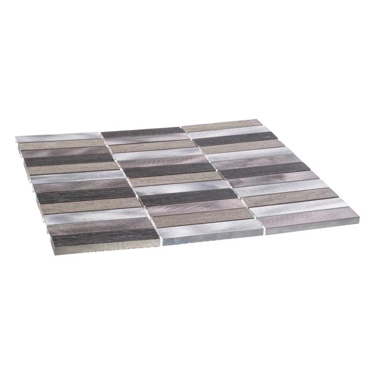 Chocolat-Stacked 1" x 4" Porcelain/Metal Grid Mosaic Kitchen Backsplash, Bathroom, Shower, Wall and Floor Tile