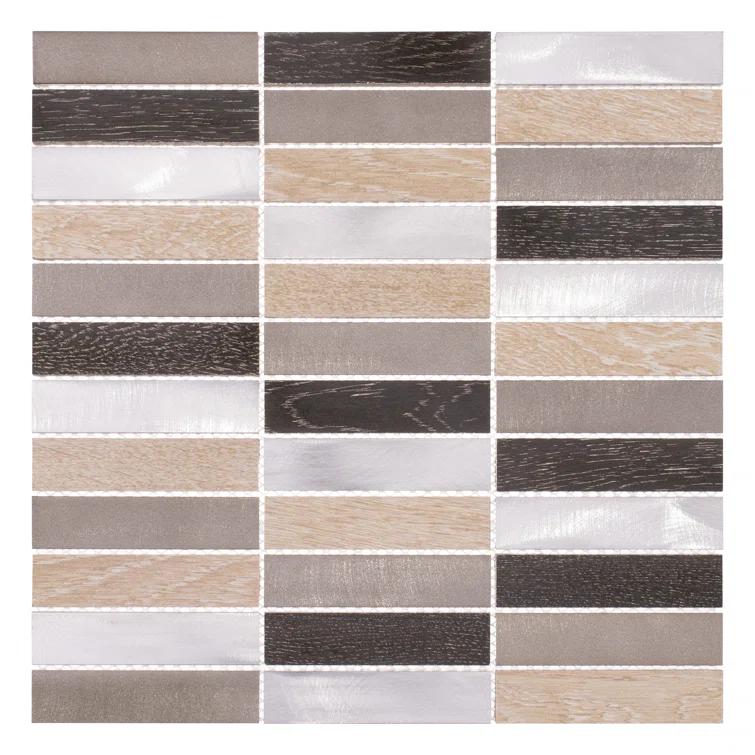 Chocolat-Stacked 1" x 4" Porcelain/Metal Grid Mosaic Kitchen Backsplash, Bathroom, Shower, Wall and Floor Tile