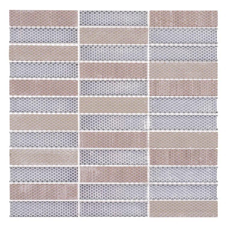 Chocolat-Stacked 1" x 4" Porcelain/Metal Grid Mosaic Kitchen Backsplash, Bathroom, Shower, Wall and Floor Tile