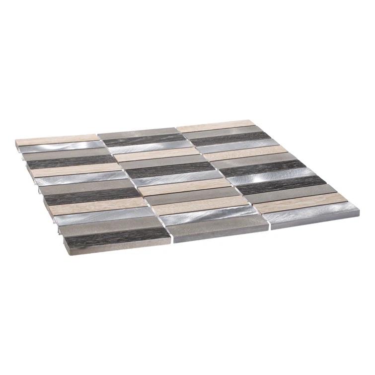 Chocolat-Stacked 1" x 4" Porcelain/Metal Grid Mosaic Kitchen Backsplash, Bathroom, Shower, Wall and Floor Tile