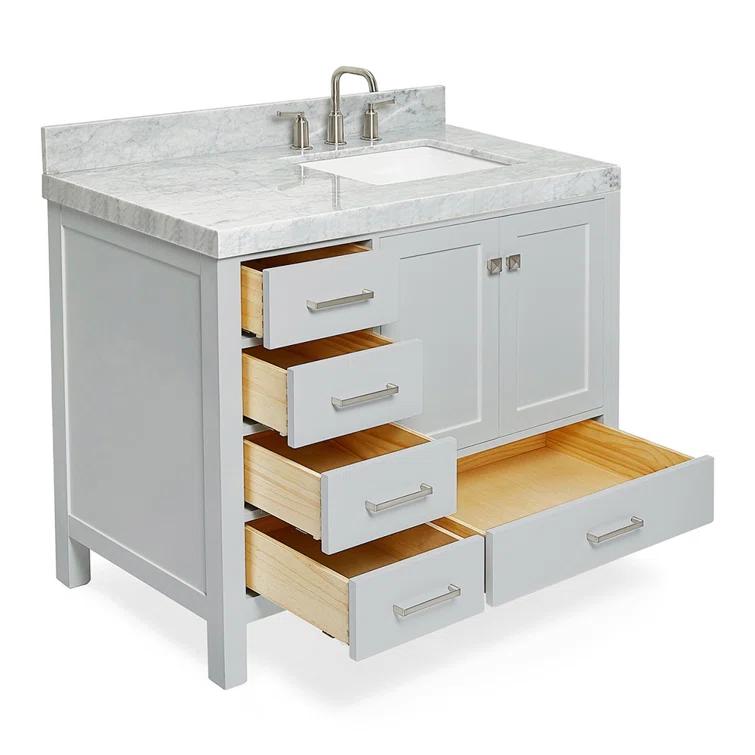 Cambridge 42'' Single Bathroom Vanity with Carrara Marble Top
