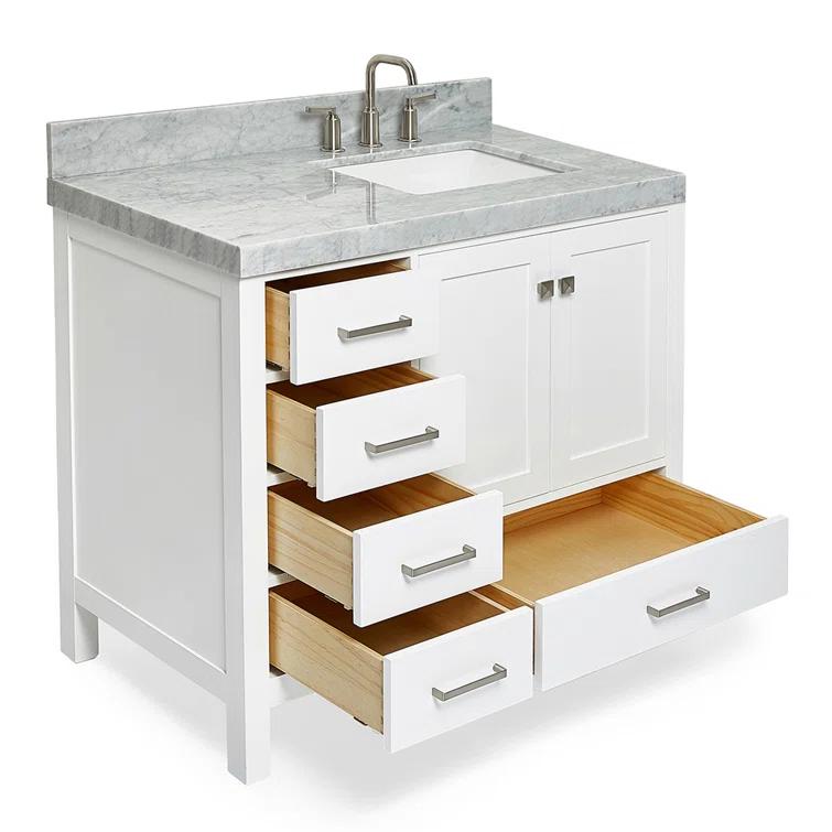 Cambridge 42'' Single Bathroom Vanity with Carrara Marble Top