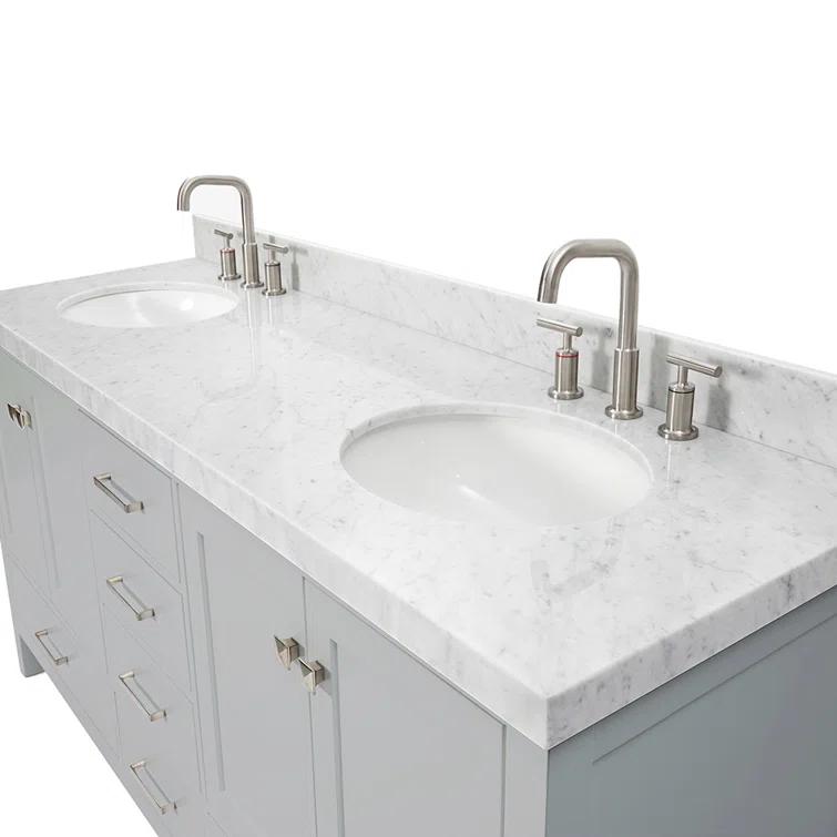 Cambridge 72'' Double Bathroom Vanity with Carrara Marble Top